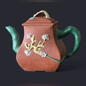 Old Chinese Yixing Zisha Enamel Tea Pot OTC